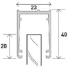 Alu-Room²  F40 yläprofiili , 23 x 40mm P= 5000 mm,  luonnonväri alumiini