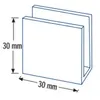 Kulmikas lasinkannatin 15*30*30mm lasille 6-8mm, raaka messinki