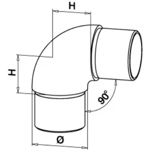 Putkien liitoskappale 90°,42,4x2mm putkelle AISI304