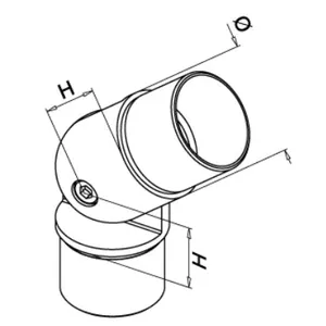Liitoskappale, säädettävä +-90° putkelle 42,4x2 mm,  AISI304