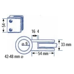 Kiinnityskappale putkelle R48 lasille 6-mm, kiiltäväkromattu