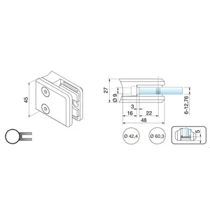 Kiinnityskappale RST mattaharj 42mm putkelle, 8mm lasille