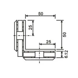 Liitoshela 90 50x50 6-12mm lasille, kiiltävä kromi