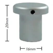 Opastehela, alumiinia, halkaisija 16 mm, pituus 20 mm, hatun halkaisija 25 mm