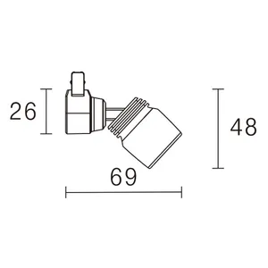 LED valaisin minikiskolle, 3000K, 3,4W Input:DC-12V, musta, säädettävä