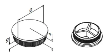 Päätykappale kaareva, lyötävä putkelle Ø 42,4x2,0 mm, AISI 316
