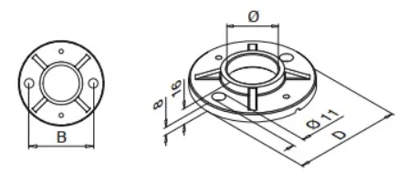 Kaidentolpan hitsattava laippa putkelle Ø42,4 mm, D: 100 mm, AISI304