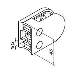 Kiinityskappale, putkelle 42,4mm 63x45 mm, 8-12mm lasille, AISI 304