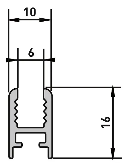 H-profiil 10x16mm L=2,2 anod. alum. Sopii tiivisteiden kanssa