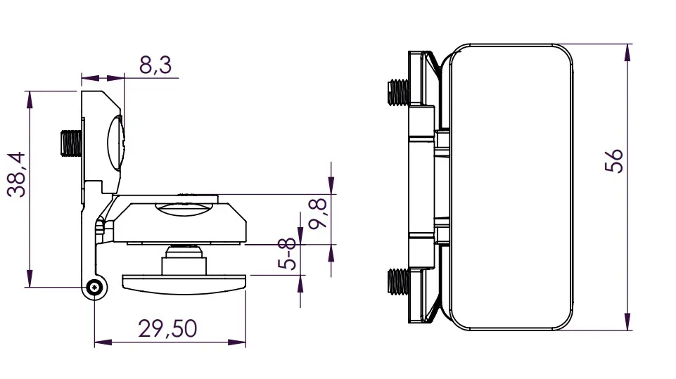 Lasioven sarana 180°, asentaa aukon sisään 5-8 mm lasille, matta niklattu