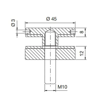 Kiinnityskappale RST AISI304 Ø 45mm, 8-20mm lasille