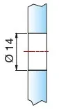 Vedinnuppi kaksipuoleinen, Ø 30mm lasille 6-12 mm, RST-pinta harjattu