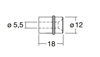 Lasihyllynkannatin,RST,puuhun Halk.12mm, pituus 18mm