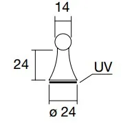 Liimattava RST-vedin, yksipuo- linen. Pituus 284mm.