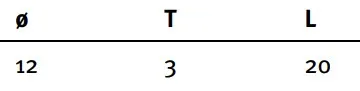 Kiinnityskappale Ø12 mm; T: 3mm, L: 20mm 6-8mm lasille, RST AISI303