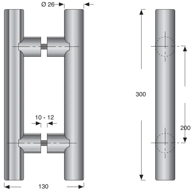 Vedinpari silver L=300mm Lasille 10-12 mm, silver