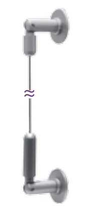 Seinästä seinään kiinnityssarja 1,5mm vaijeri, mattakromattu